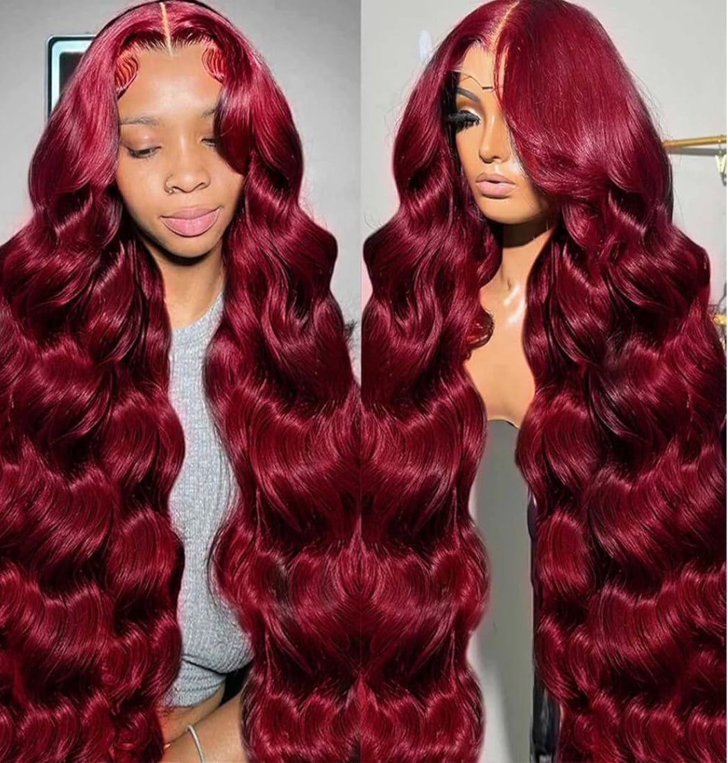 99J Burgundy 13x6 Body Wave HD Lace