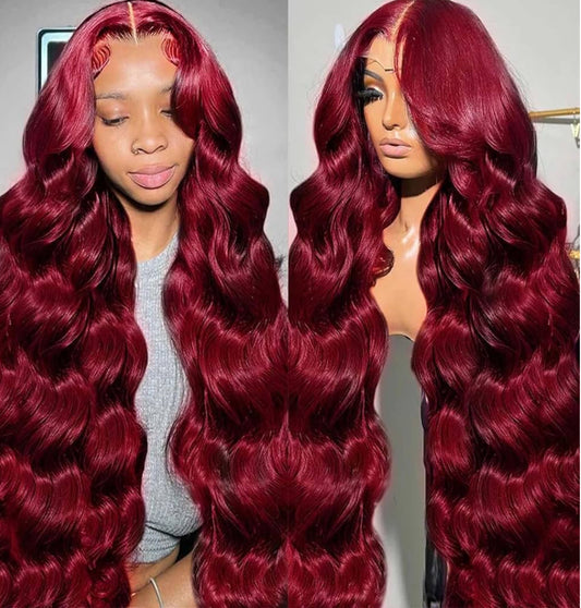 99J Burgundy 13x6 Body Wave HD Lace