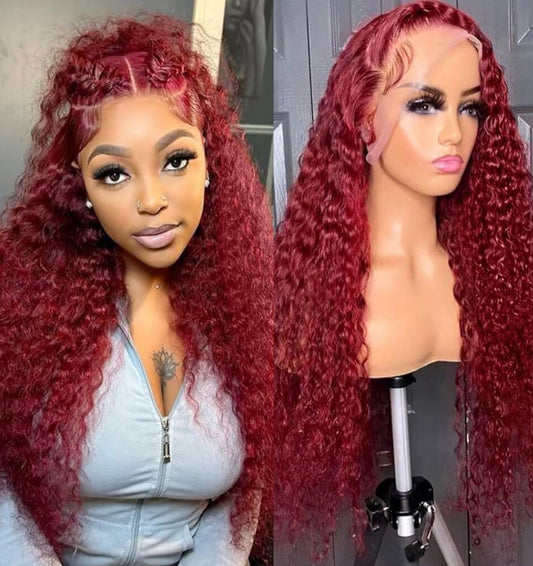 99J Burgundy 13x6 Deep Wave HD Lace